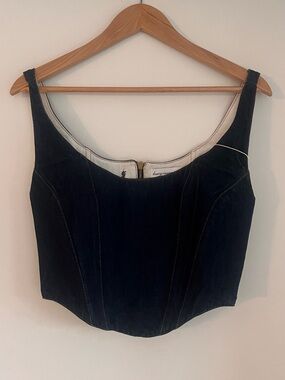 Heavy Manners Dark Wash Denim Corset Top Medium NWT Structured Zip Back